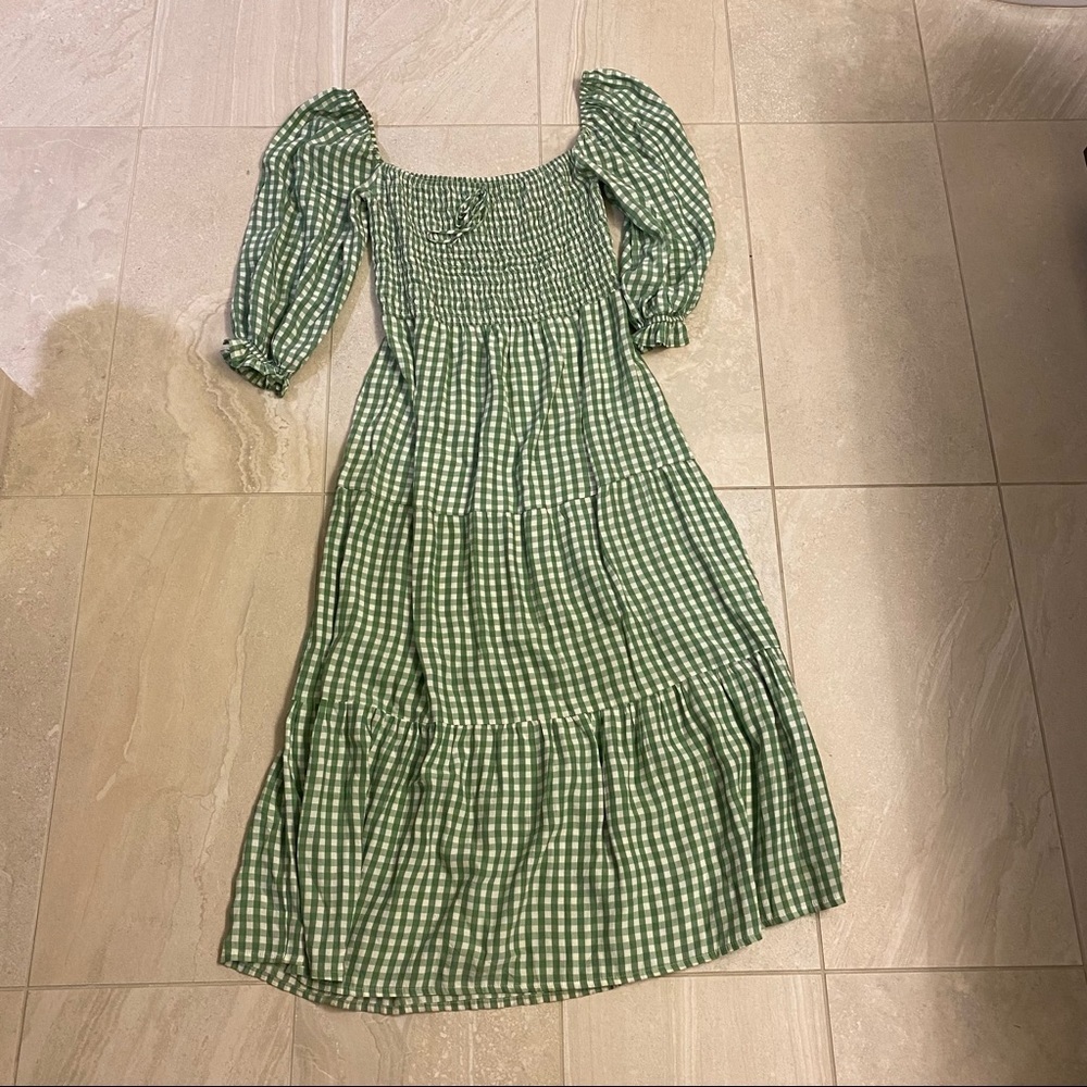 Faithfull the Brand green gingham dress NWOT - Picture 2 of 3